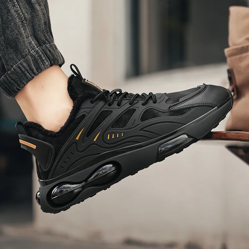 Mulinsen Slip Resistant, Abrasion Resistant, Thermal Low Top Casual Shoes Men's Black Gold-6