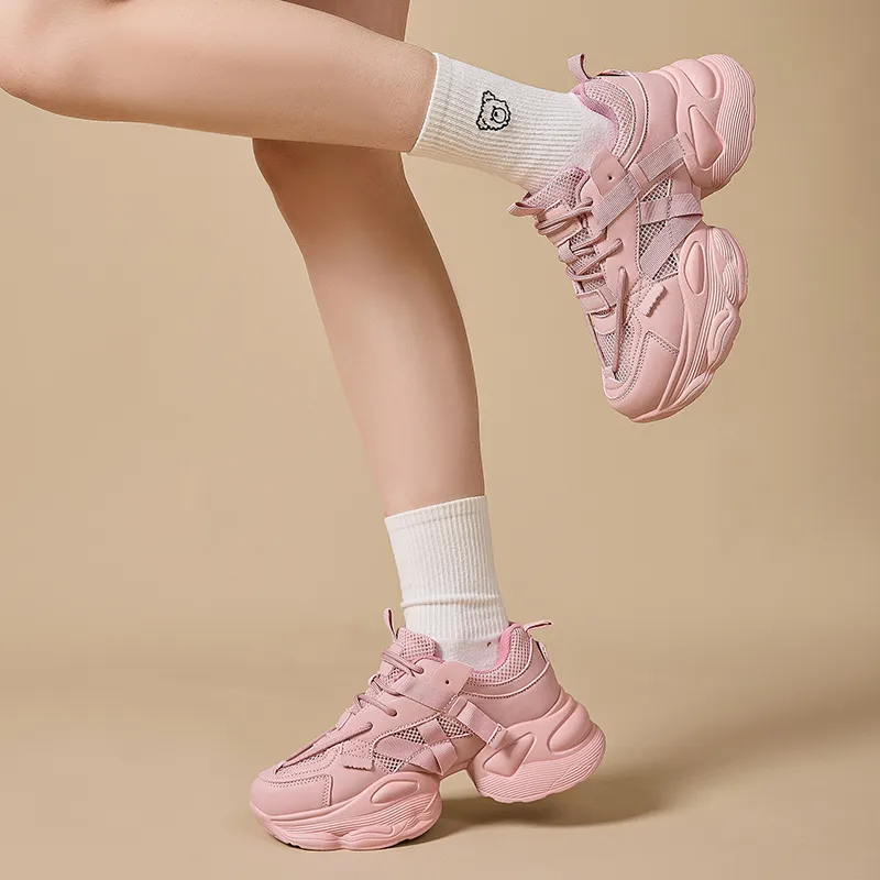 Mulinsen Slip Resistant, Abrasion Resistant, Breathable, Lightweight Low Top Chunky Sneakers Women's-5