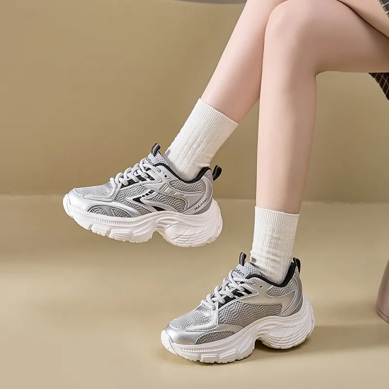 Mulinsen Slip Resistant, Abrasion Resistant, Lightweight Low Top Chunky Sneakers Women's-4
