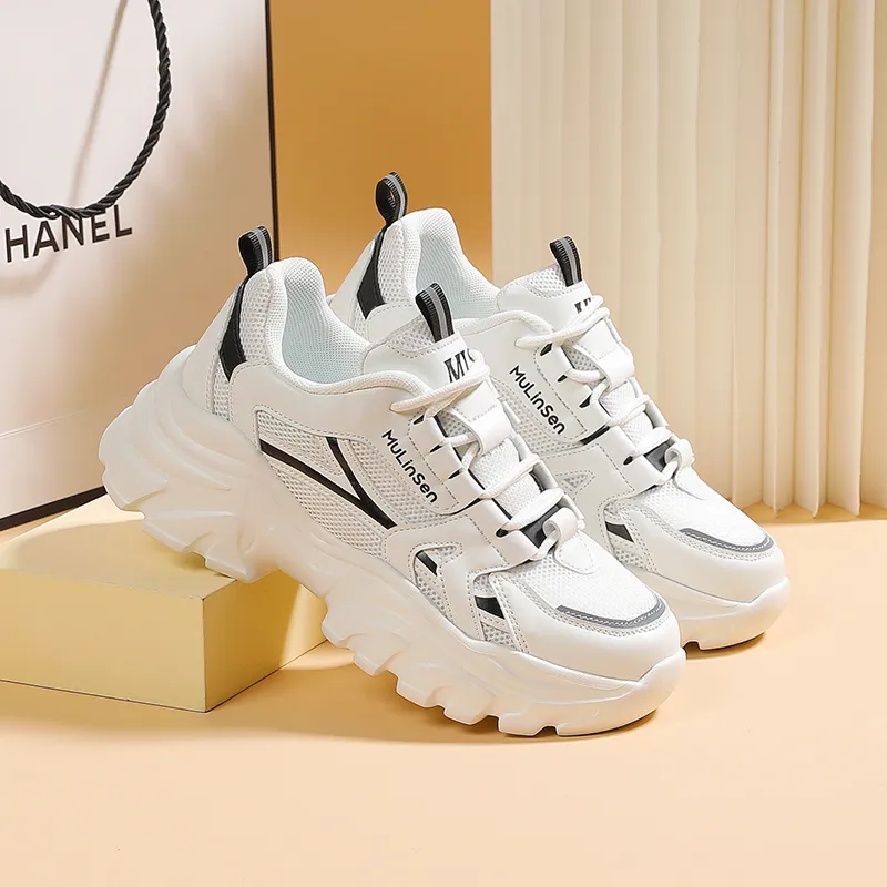 Mulinsen Slip Resistant, Abrasion Resistant, Lightweight Low Top Chunky Sneakers Women's-4