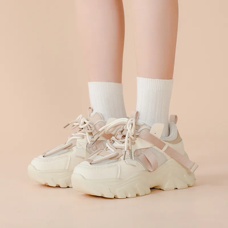 Mulinsen Slip Resistant, Abrasion Resistant, Lightweight, Height Increasing Low Top Chunky Sneakers Women's-3