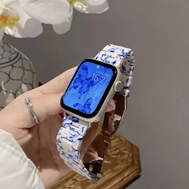 CHENSONG Watch Bands 45mm Unisex Iwatch Three bead Resin Strap-4