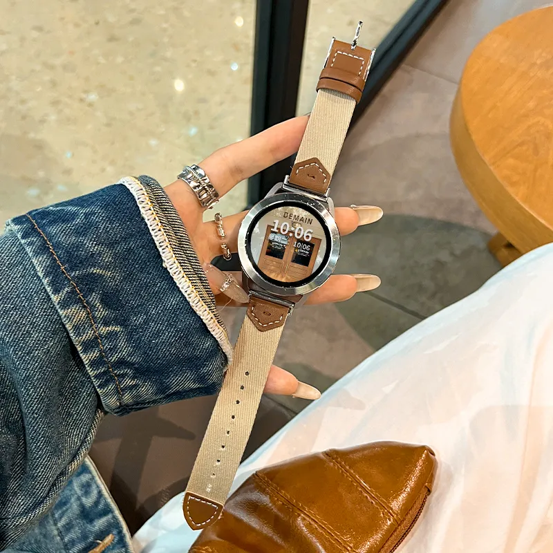 CHENSONG Watch Band Xiaomi Compatibility 135 210mm Leather And Canvas Material-4