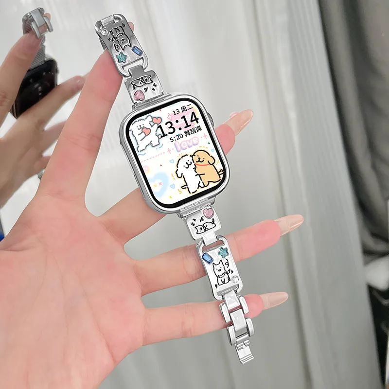 CHENSONG Xiaomi Red Beige Compatibility Watch Band Metal-3