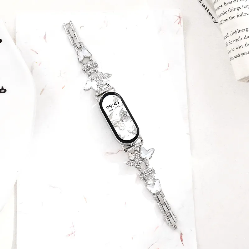 CHENSONG Xiaomi Compatibility Watch Band Compatibility Xiaomi Smart Band 9/8/7/6/5 All NFC Metal-4