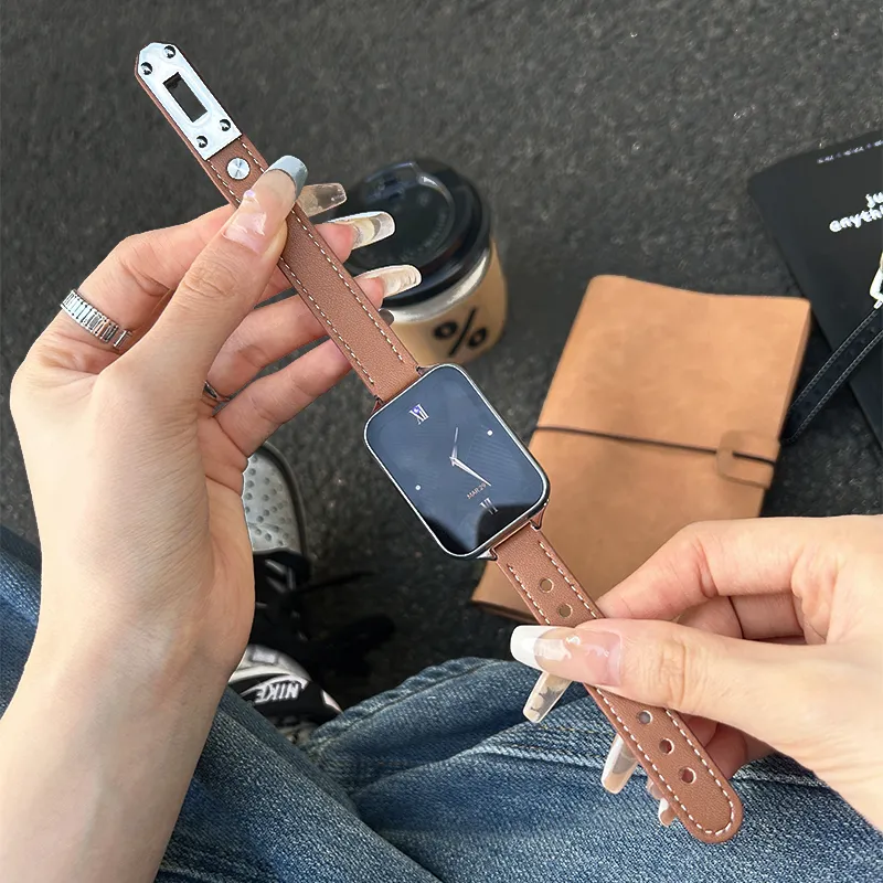 CHENSONG Watch Bands Xiaomi Compatibility 195mm Metal+Leather Material-2