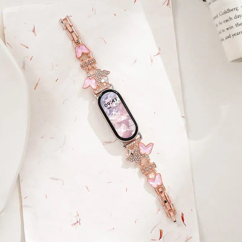 CHENSONG Xiaomi Compatibility Watch Band Compatibility Xiaomi Smart Band 9/8/7/6/5 All NFC Metal-1