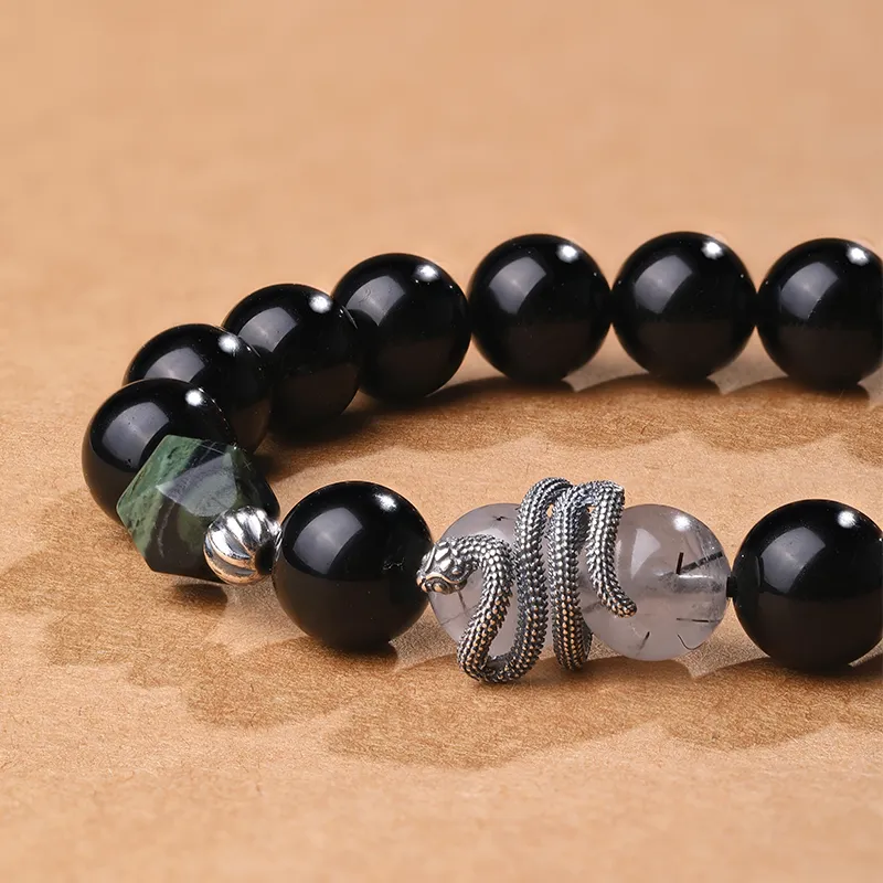CHOW KING SANG Obsidian Bracelets Unisex-4