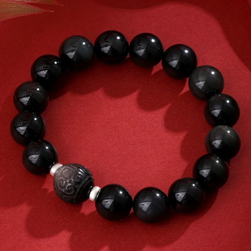 CHOW KING SANG Obsidian Jade Bracelets Men's-4
