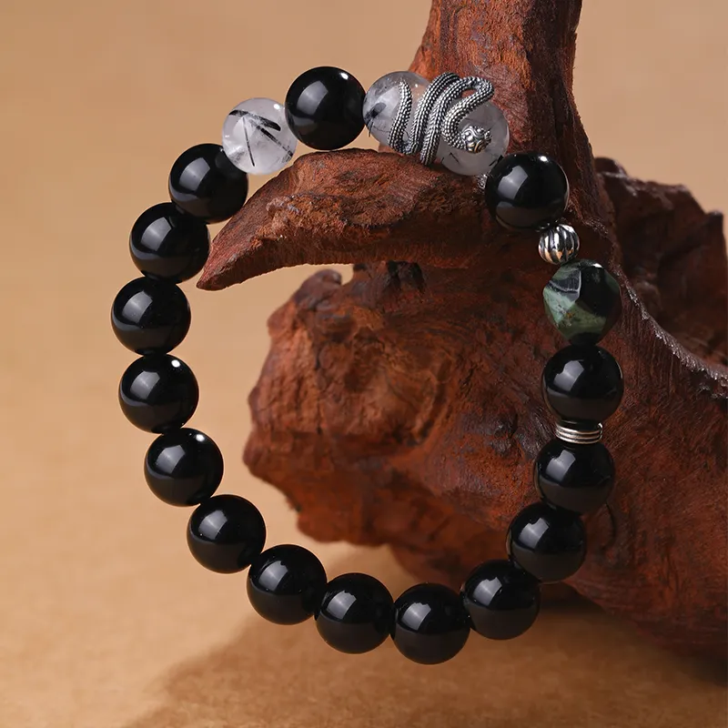 CHOW KING SANG Obsidian Bracelets Unisex-5