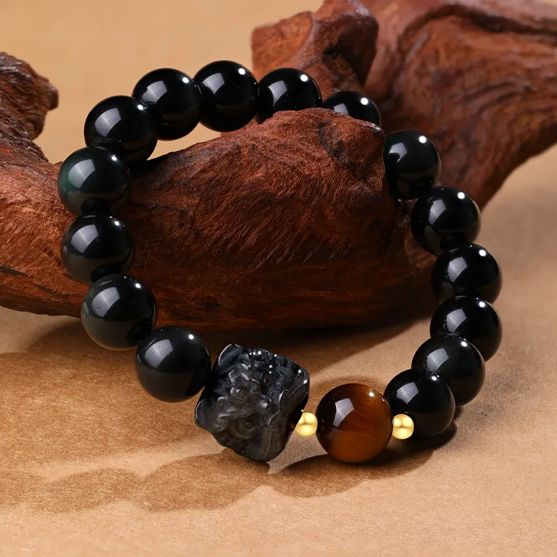 CHOW KING SANG Obsidian Jade Bracelets Unisex-3