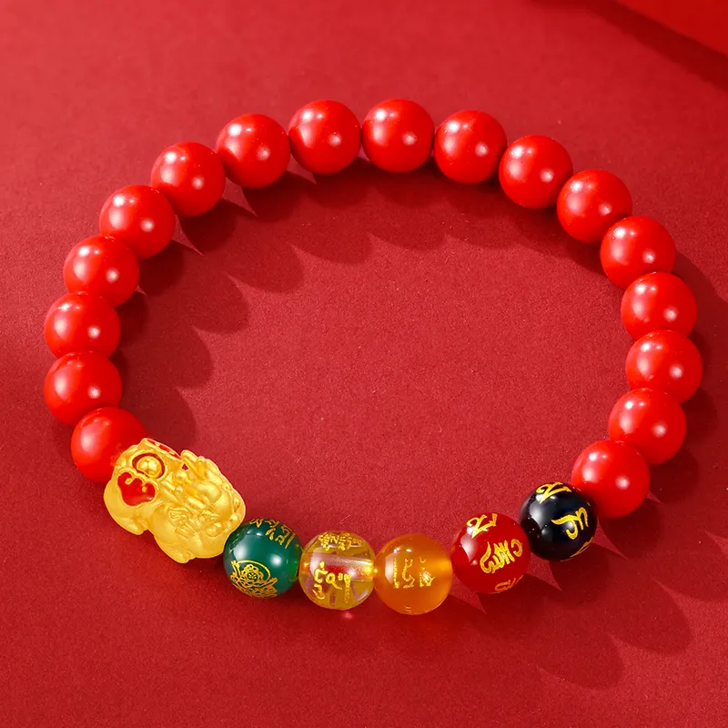 CHOW KING SANG Reconstructed Cinnabar Bracelets Unisex-3