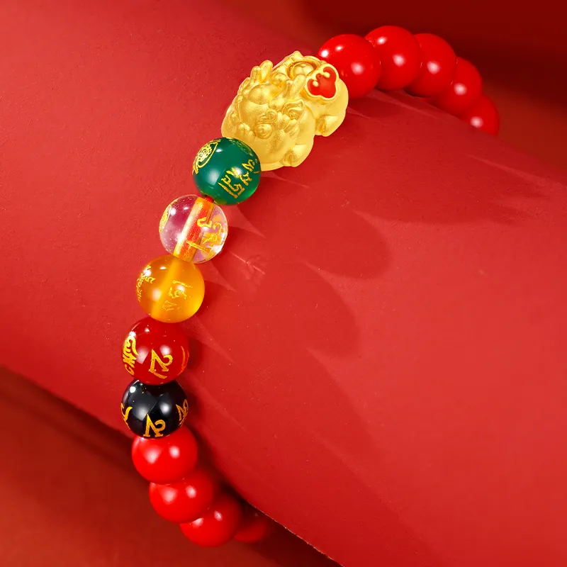 CHOW KING SANG Reconstructed Cinnabar Bracelets Unisex-5