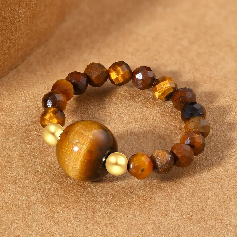 CHOW KING SANG Tiger's Eye Stone Rings Unisex-5