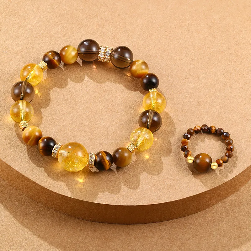 CHOW KING SANG Tiger's Eye Stone Bracelets Unisex-2