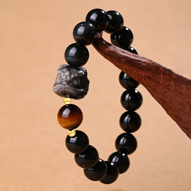 CHOW KING SANG Obsidian Jade Bracelets Unisex-2
