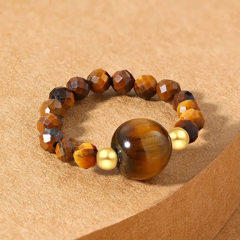 CHOW KING SANG Tiger's Eye Stone Rings Unisex-2