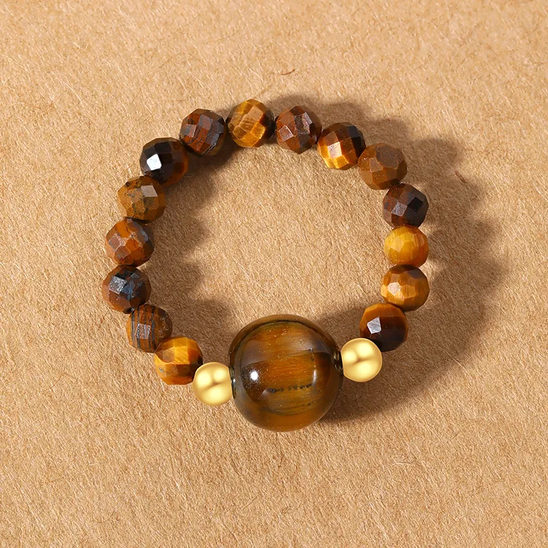 CHOW KING SANG Tiger's Eye Stone Rings Unisex-3