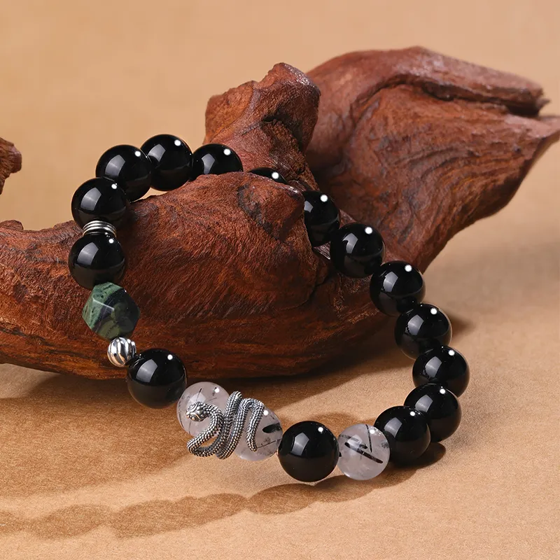 CHOW KING SANG Obsidian Bracelets Unisex-3