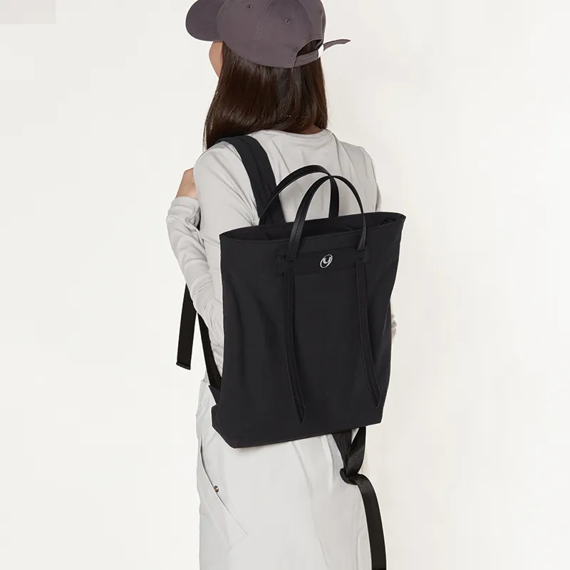Art Traces Nylon Tote Bag Double Shoulder Bag Portable Laptop Bag Lightweight Backpack Regular Unisex Black-4