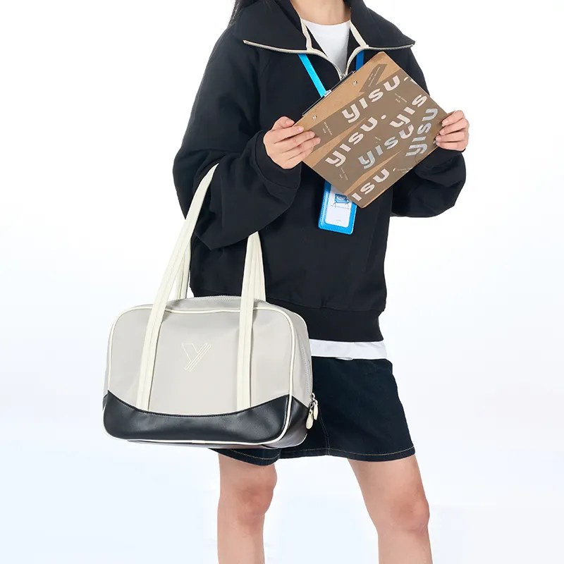 Art Traces Nylon Tote Bag Handbag Shoulder Bag Toast Bag Gym Bag Large Size Unisex Creamy Coffee/Lustrous Gray-4