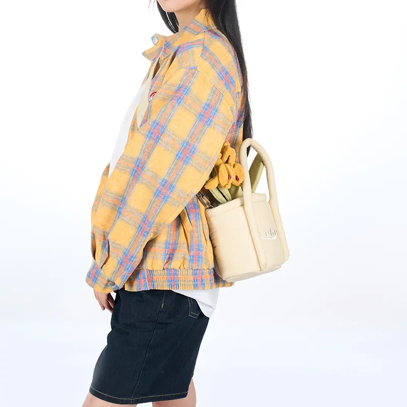 Art Traces Fabric Portable Crossbody Bucket Bag For Girlfriend Shoulder Bag Small Size Unisex Navy Blue/Matte Almond-4