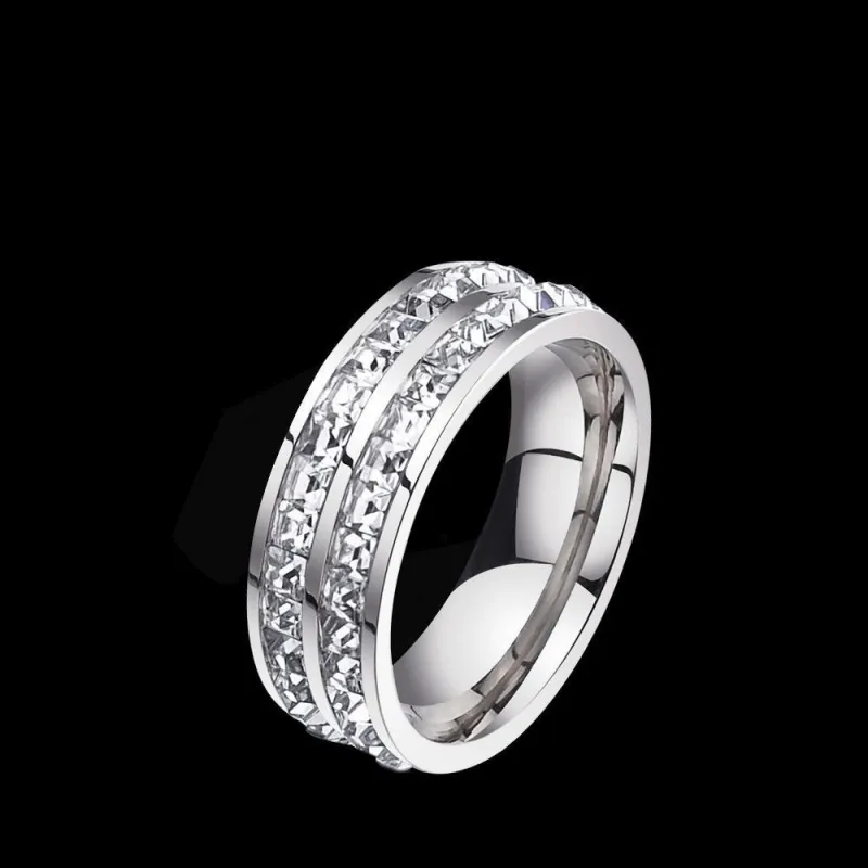 FAIRWHALE Titanium Steel Zircon Rings Unisex-4