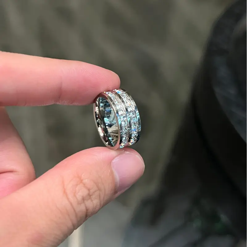 FAIRWHALE Titanium Steel Zircon Rings Unisex-1