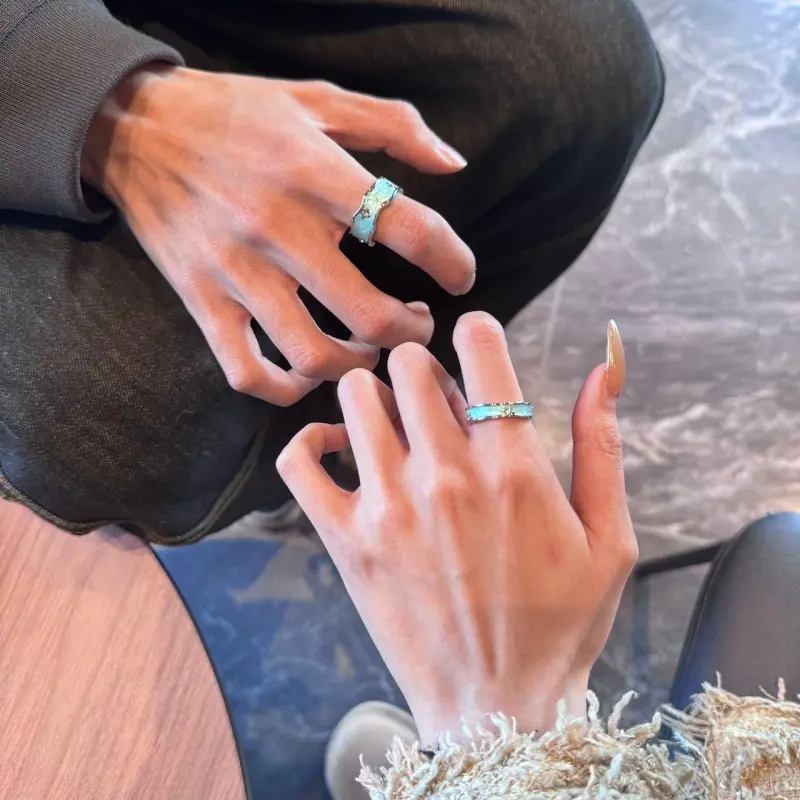 FAIRWHALE Titanium Steel Zircon Rings Unisex-4