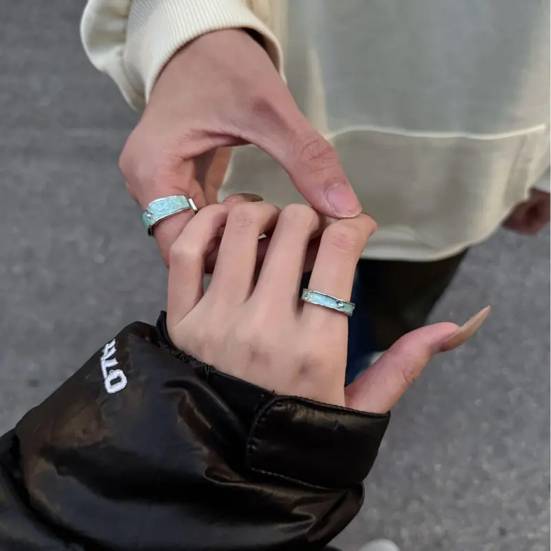 FAIRWHALE Titanium Steel Zircon Rings Unisex-11