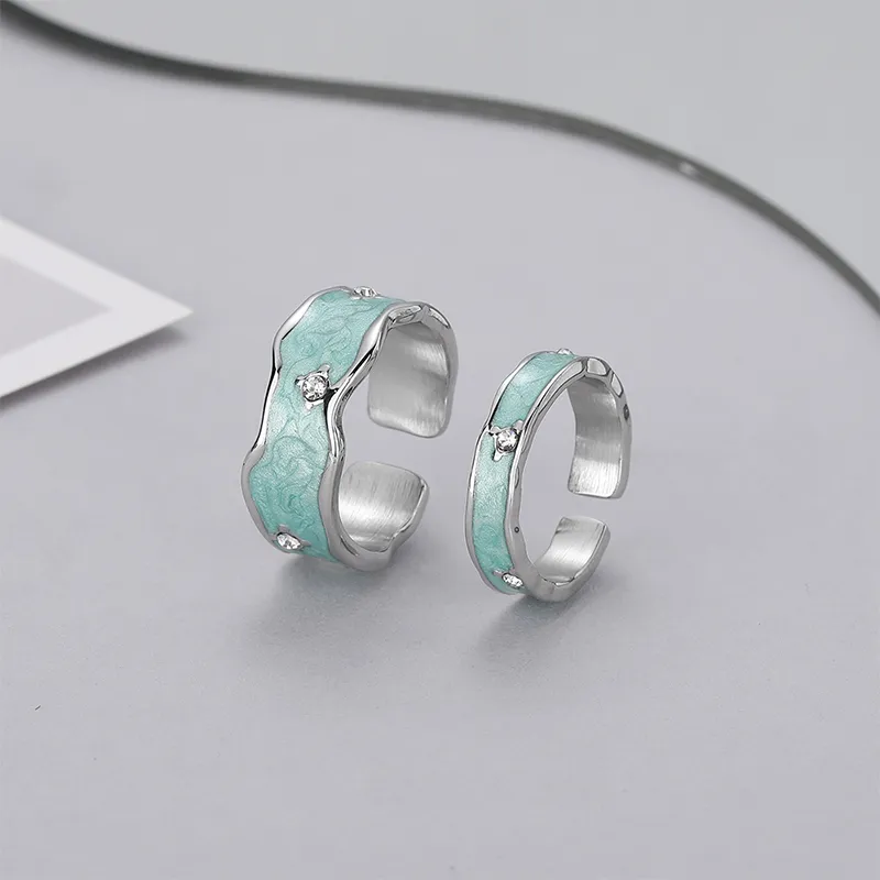 FAIRWHALE Titanium Steel Zircon Rings Unisex-1