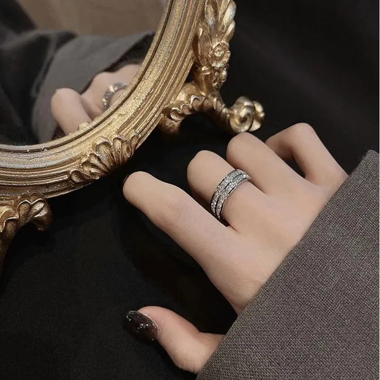 FAIRWHALE Titanium Steel Zircon Rings Unisex-3