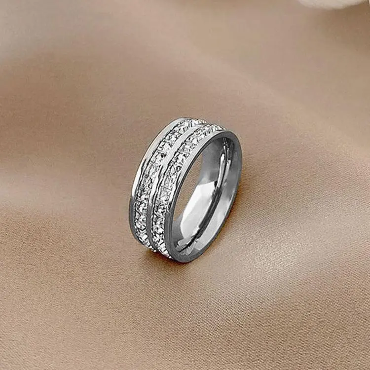 FAIRWHALE Titanium Steel Zircon Rings Unisex-6