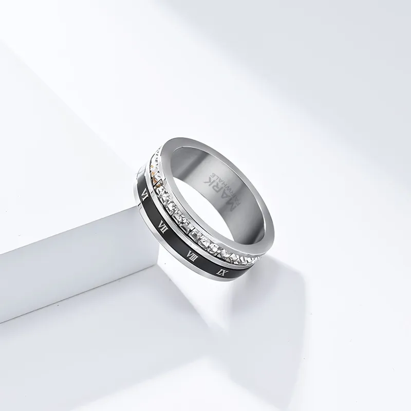 FAIRWHALE Titanium Steel Zircon Rings Unisex-2