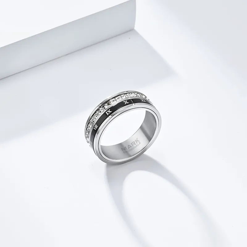 FAIRWHALE Titanium Steel Zircon Rings Unisex-1
