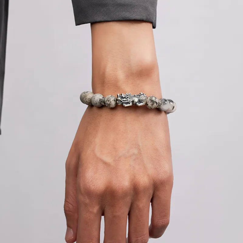 Seven Seven Silver Jewelry Natural Map Stone Jade Bracelets Unisex-1