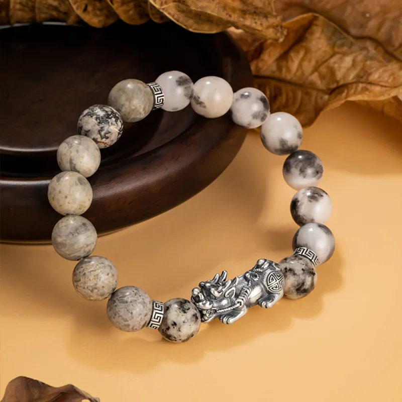 Seven Seven Silver Jewelry Natural Map Stone Jade Bracelets Unisex-4