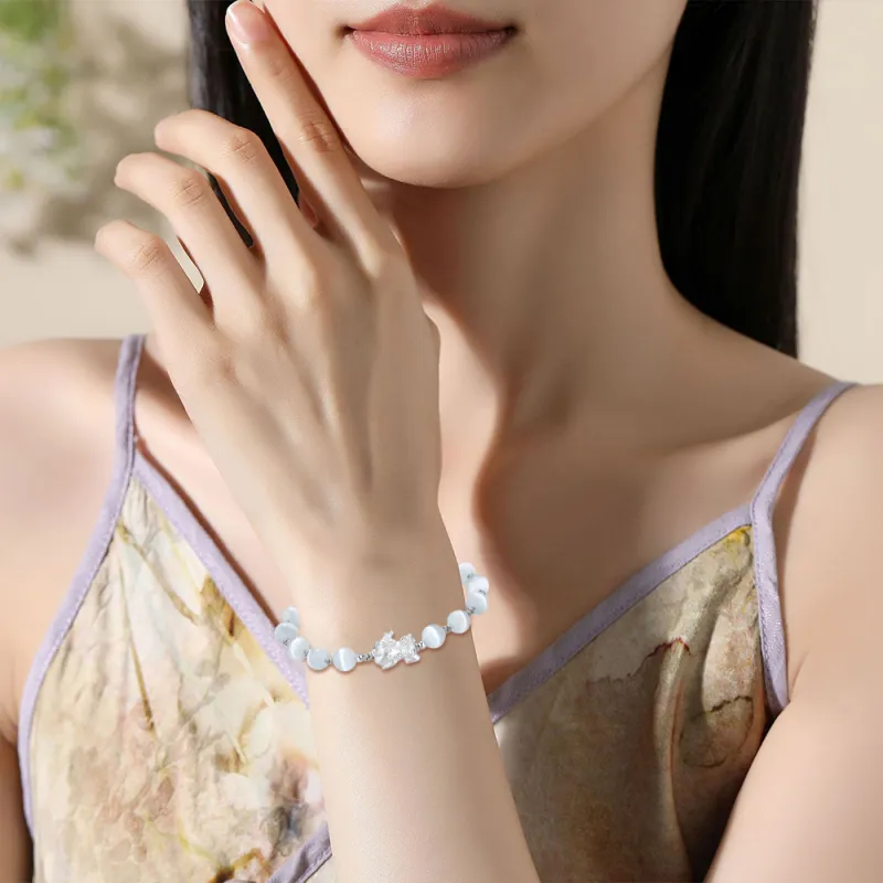 Seven Seven Silver Jewelry Glass Cat Eye Bracelets Unisex-5