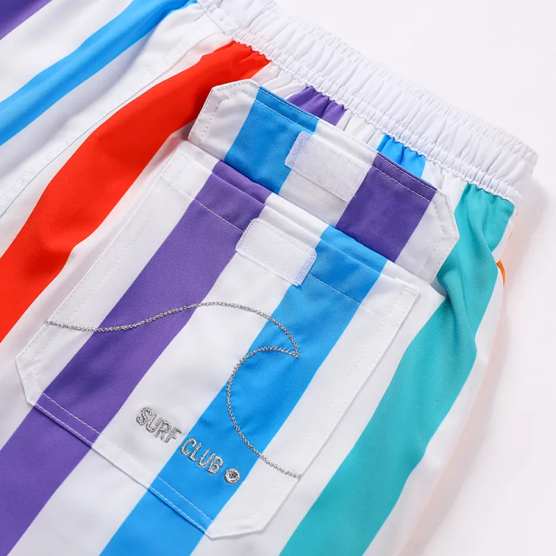 GAILANG Beach Shorts Men's Rainbow Stripes-6