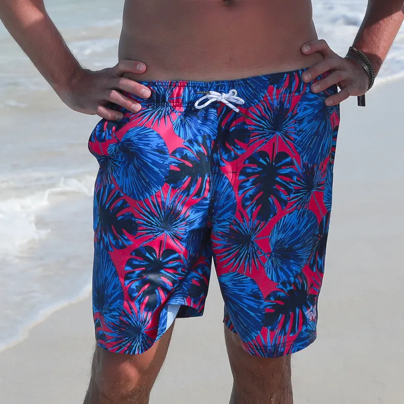 GAILANG Beach Shorts Men's Blue Pink Floral-2