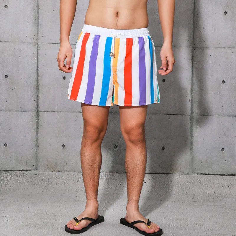 GAILANG Beach Shorts Men's Rainbow Stripes-2