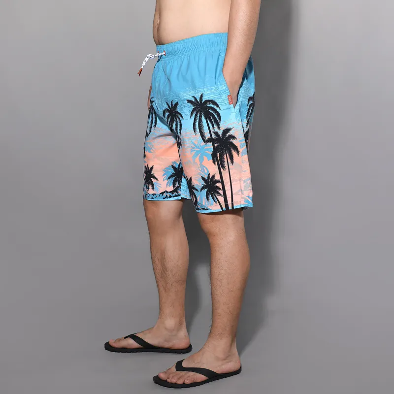 GAILANG Beach Shorts Men's Blue Pink Print-3