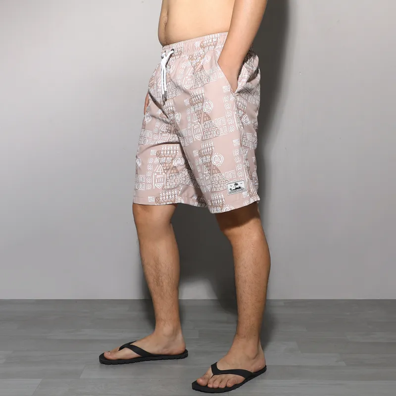 GAILANG Beach Shorts Men's Beige Print-3