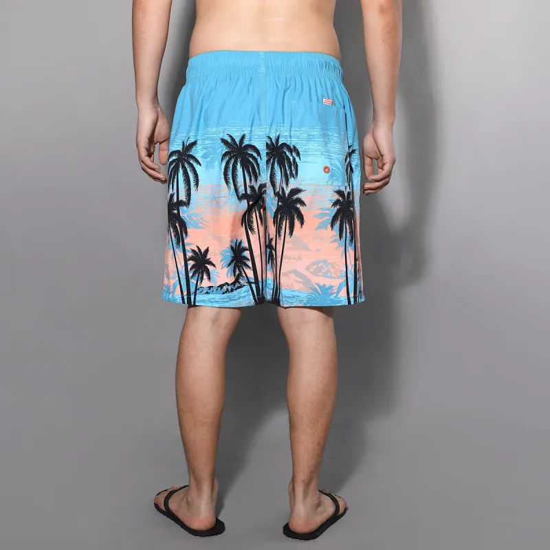 GAILANG Beach Shorts Men's Blue Pink Print-4