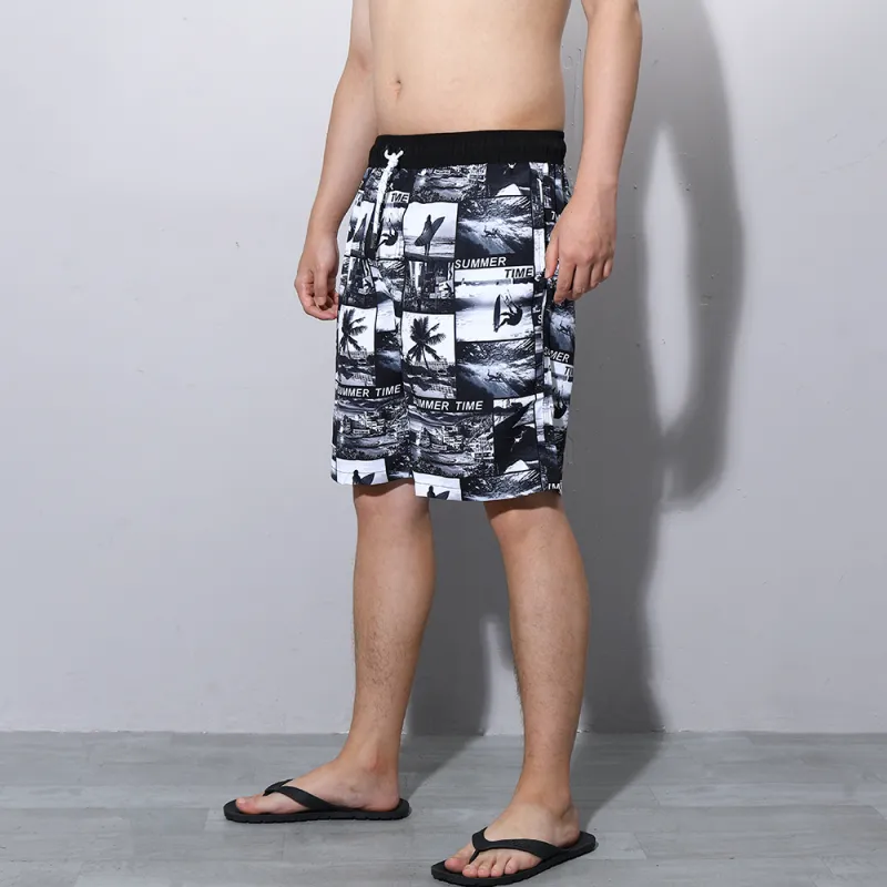 GAILANG Beach Shorts Men's Black White-3