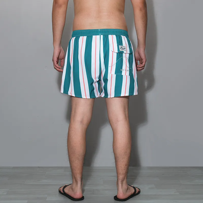 GAILANG Beach Shorts Men's Green White Orange Stripes-4
