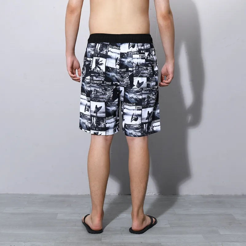GAILANG Beach Shorts Men's Black White-4