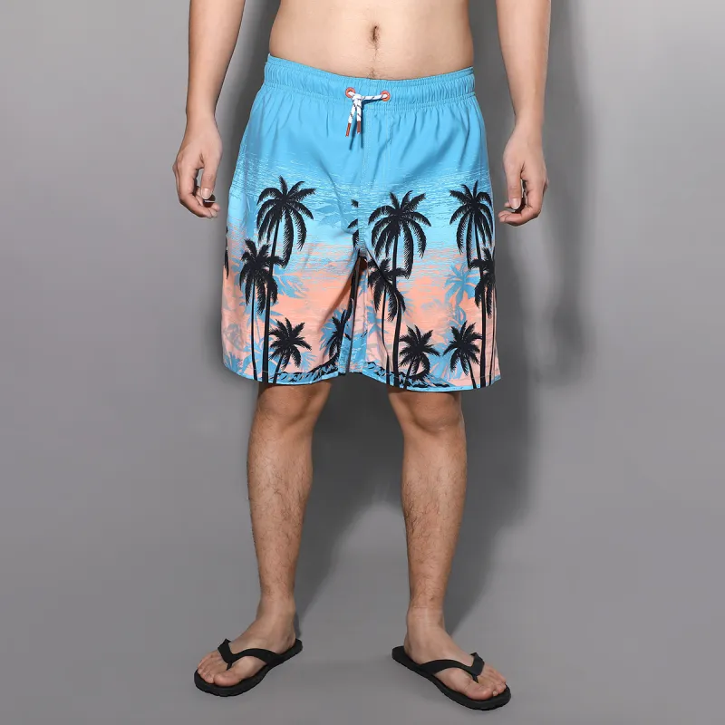 GAILANG Beach Shorts Men's Blue Pink Print-2