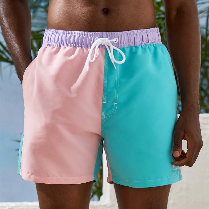 GAILANG Beach Shorts Men's Pink Blue-3