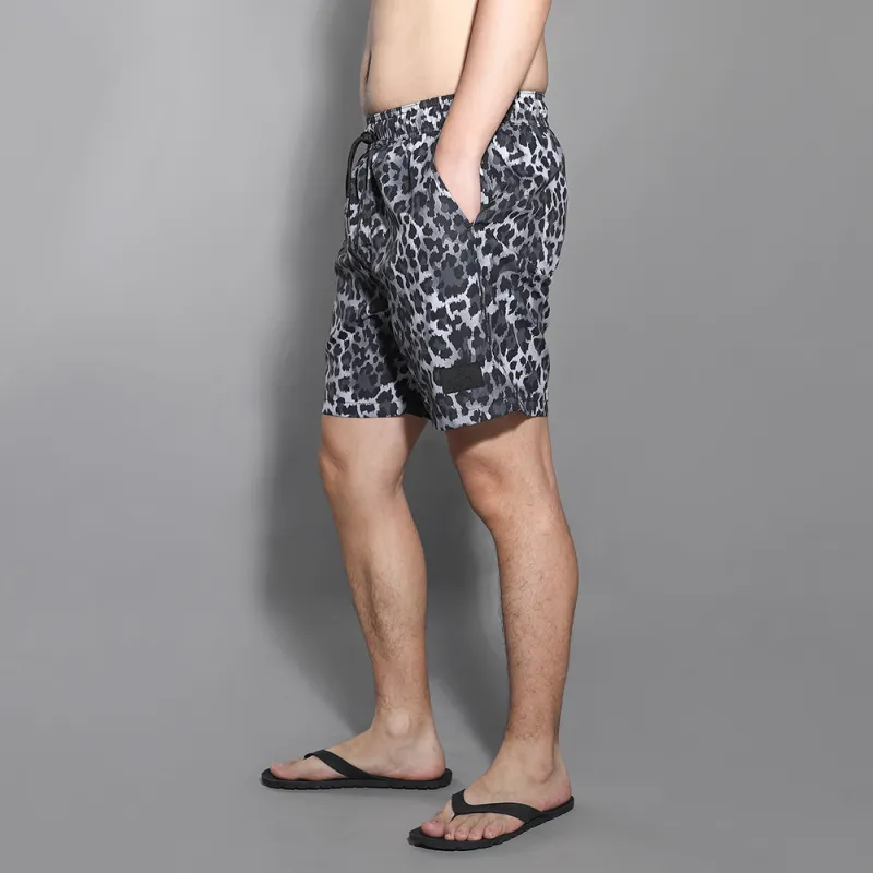 GAILANG Beach Shorts Men's Black Gray Leopard Print-3